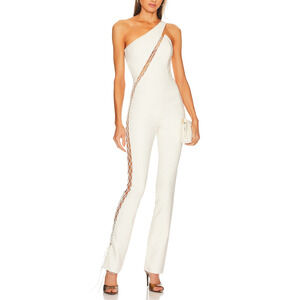 Michael Costello 'Essex' White One Shoulder Jumpsuit Size S